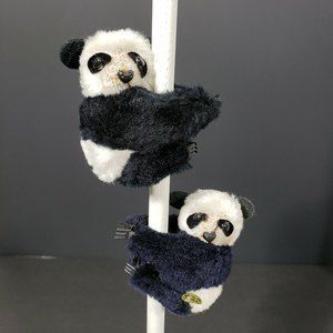 Vintage Panda Bear Toy Hugger Plush Animals Miniature Pair Korea